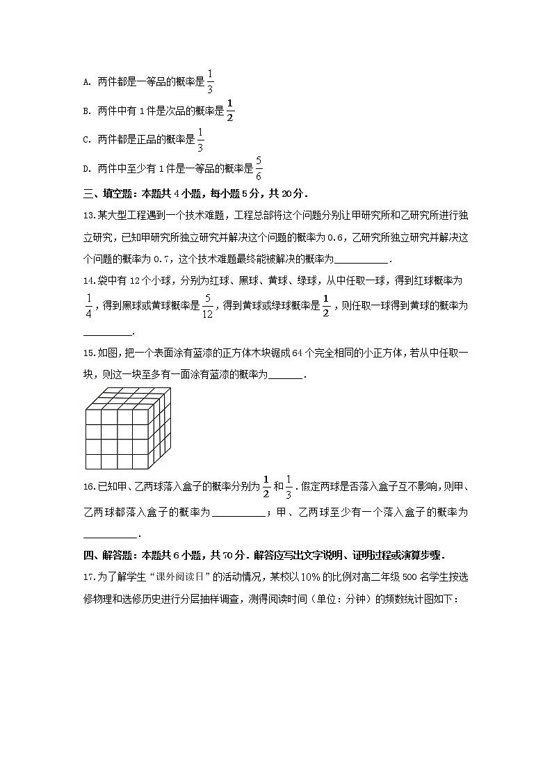 专题强化训练试卷八 概率（基础练，含解析）-【新教材】2021-2022学年人教A版（2019）高中数学必修第二册03