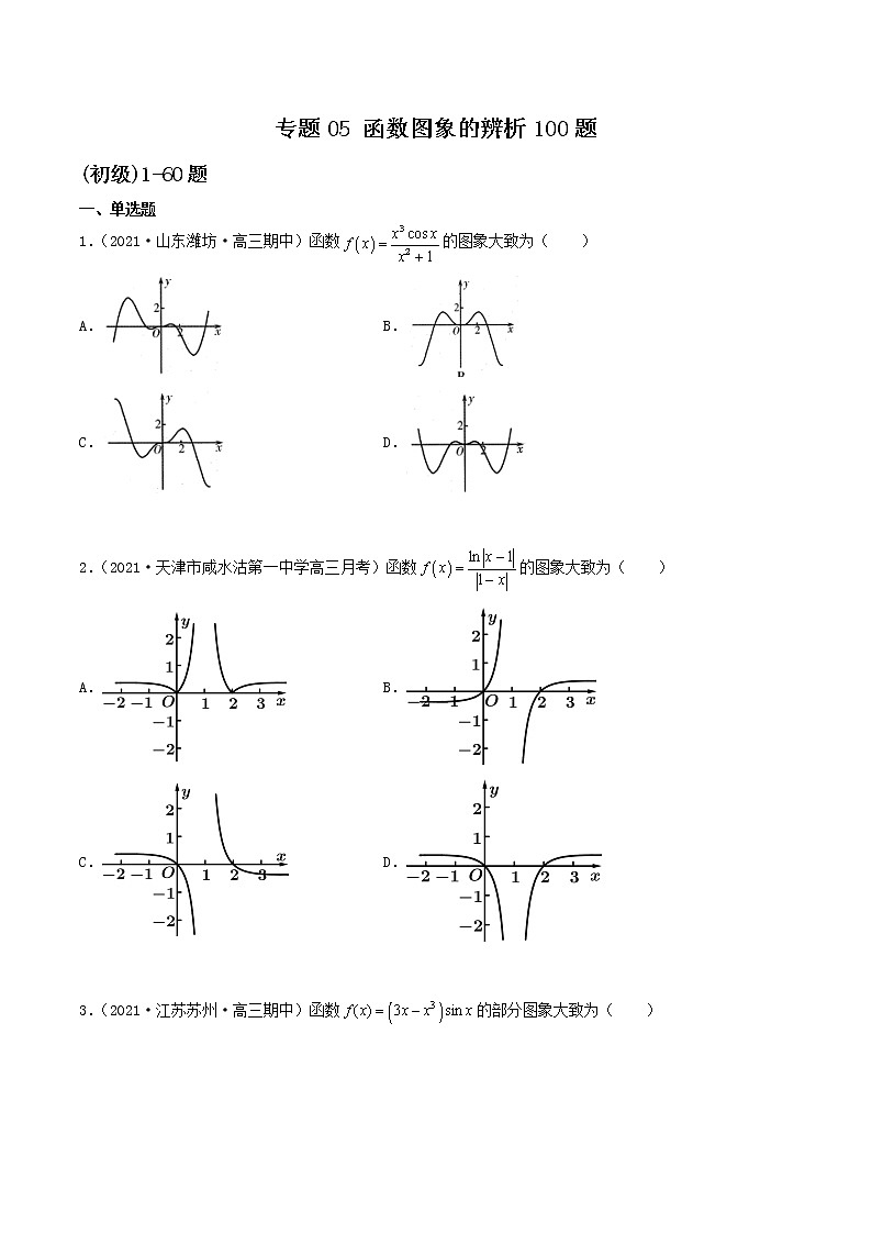 专题05 函数图象的辨析-新高考数学高频考点 题型专项练习(新高考适用)01