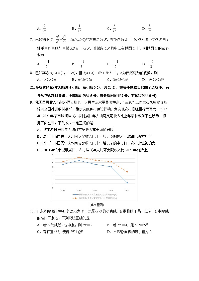 2022届江苏省南京市、盐城市高三第二次模拟考试（二模）数学试卷含答案第2页