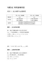 专题02 常用逻辑用语-2021-2022学年高一数学上学期高频考点专题突破（人教A版2019必修第一册）学案