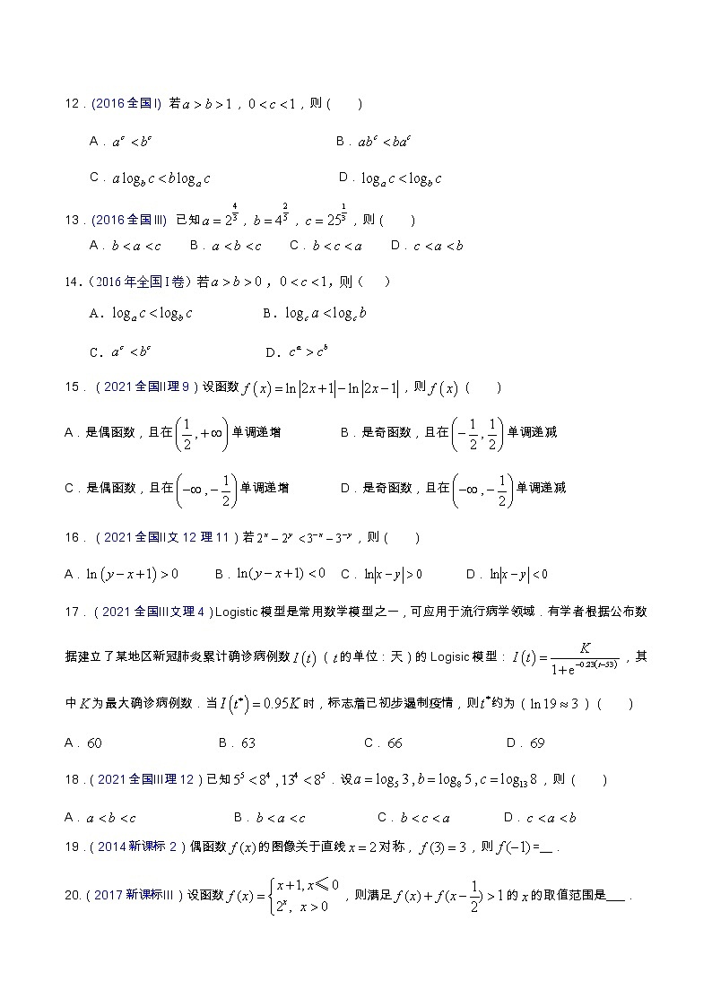 专题2.1 函数的基本性质的灵活应用（全国卷理科数学专用）-高考数学满分突破之5年全国卷高考真题（2016-2021）与优质模拟题（理科）（原卷版）第3页