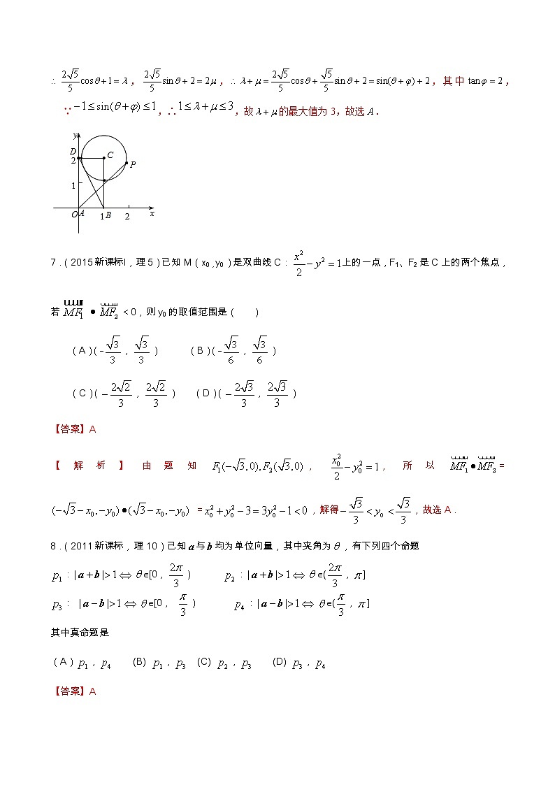专题5.1 平面向量（全国卷理科数学专用）-高考数学满分突破之5年全国卷高考真题（2016-2021）与优质模拟题（理科）（解析版）第3页
