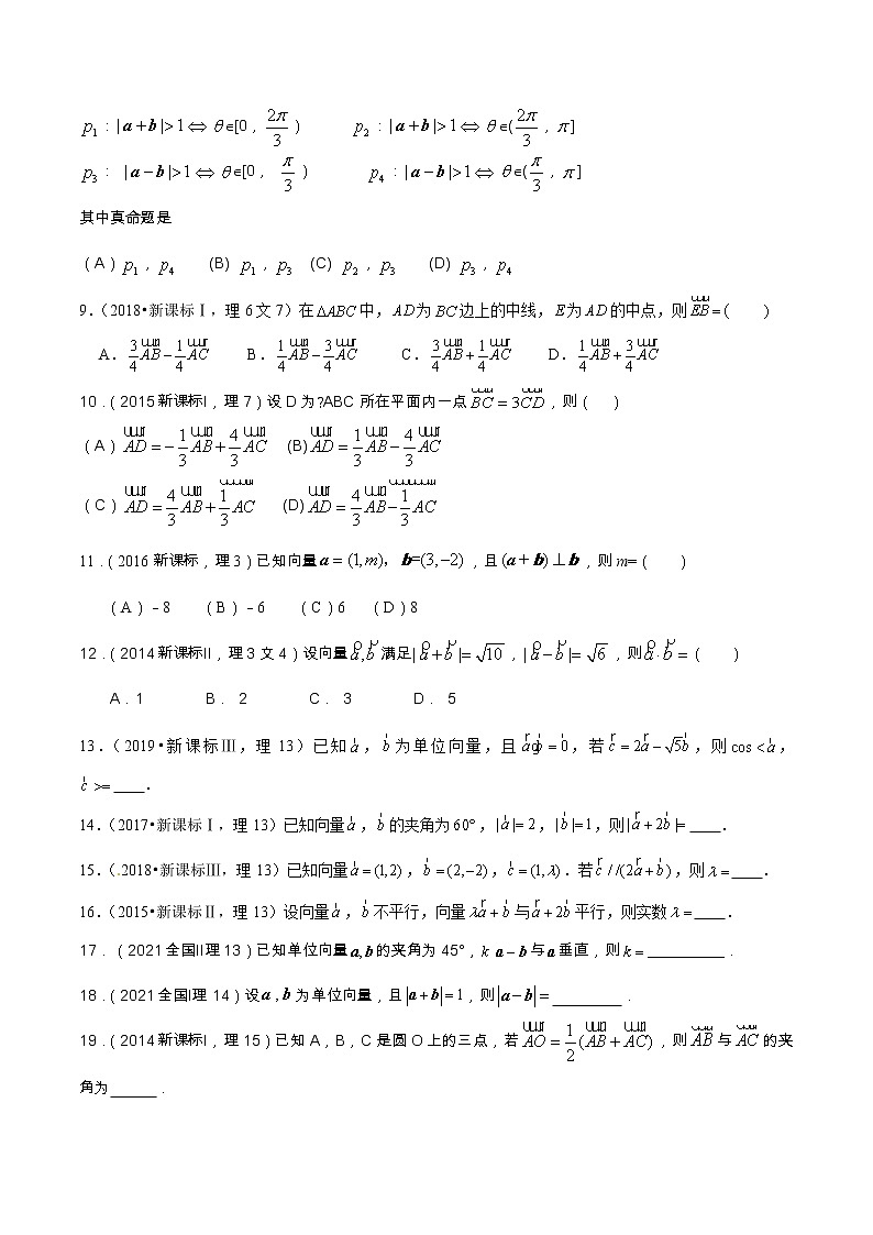 专题5.1 平面向量（全国卷理科数学专用）-高考数学满分突破之5年全国卷高考真题（2016-2021）与优质模拟题（理科）（原卷版）第2页