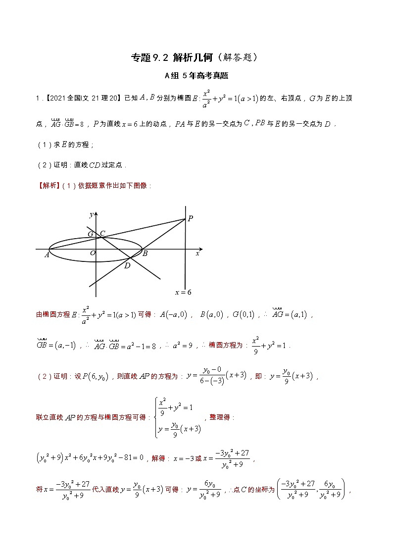 专题9.2 解析几何（解答题）（全国卷理科数学专用）-高考数学满分突破之5年全国卷高考真题（2016-2021）与优质模拟题（理科）（解析版）第1页