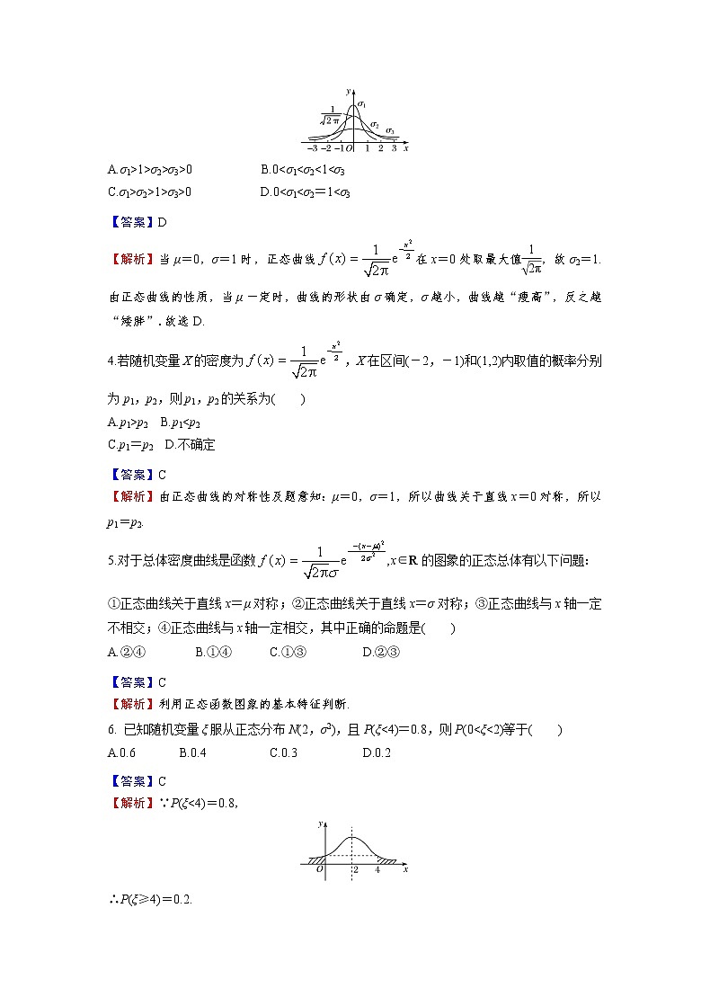 7.5 正态分布-新教材2021-2022学年高二数学人教A选择性必修第三册同步课时训练必刷题02