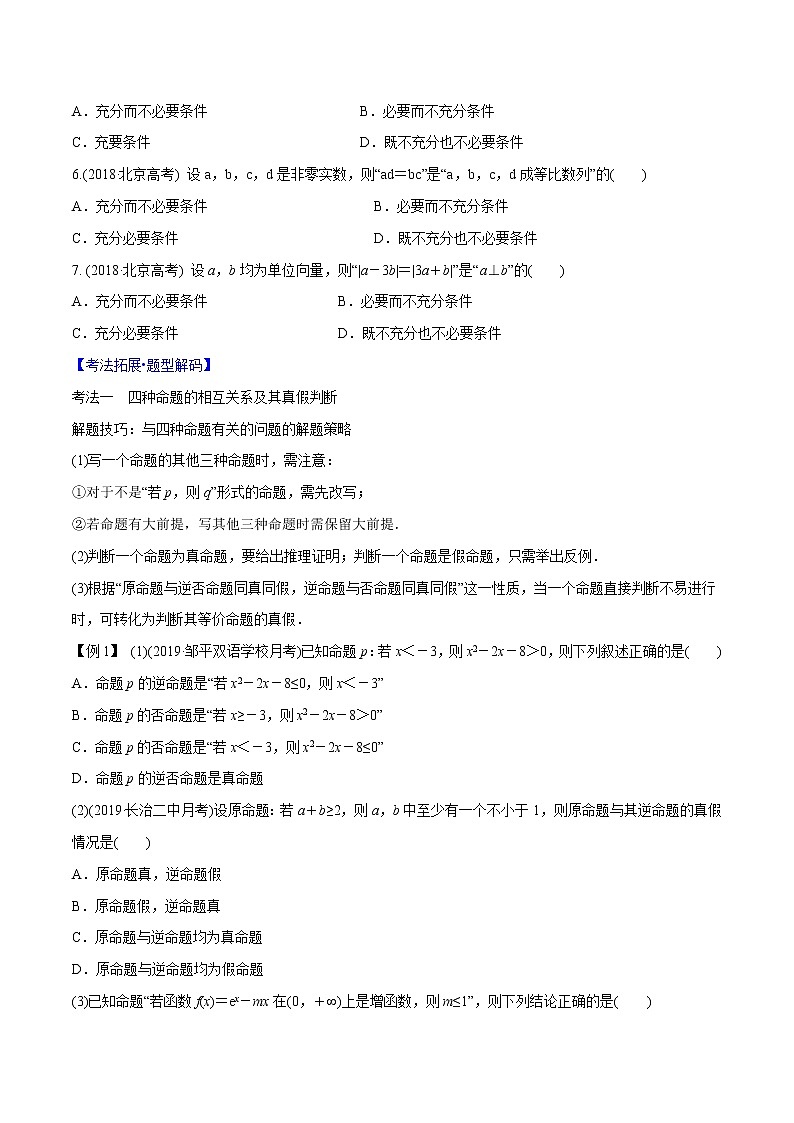 专题1.2 命题及其关系、充分条件与必要条件-2022年高考数学一轮复习核心素养大揭秘学案03