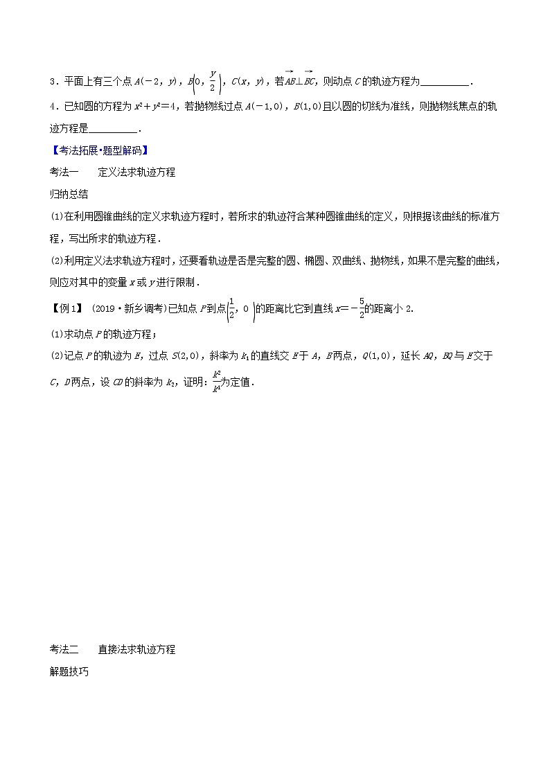 专题8.8 轨迹方程的求法-2022年高考数学一轮复习核心素养大揭秘学案02