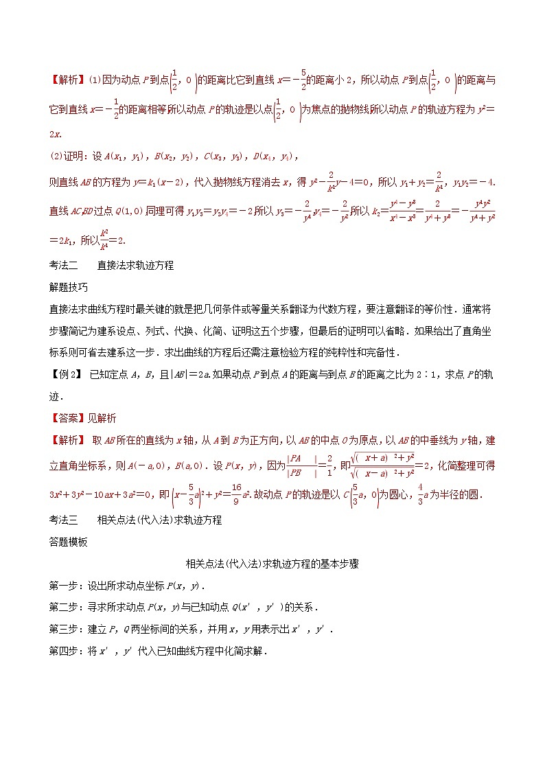 专题8.8 轨迹方程的求法-2022年高考数学一轮复习核心素养大揭秘学案03
