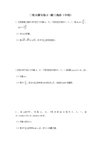 大题专项训练2：解三角形（中线）-2022届高三数学二轮复习