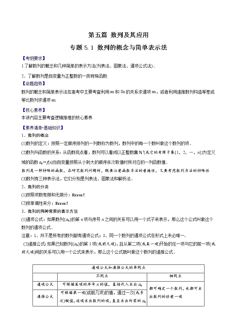 专题5.1 数列的概念与简单表示法（解析版）第1页