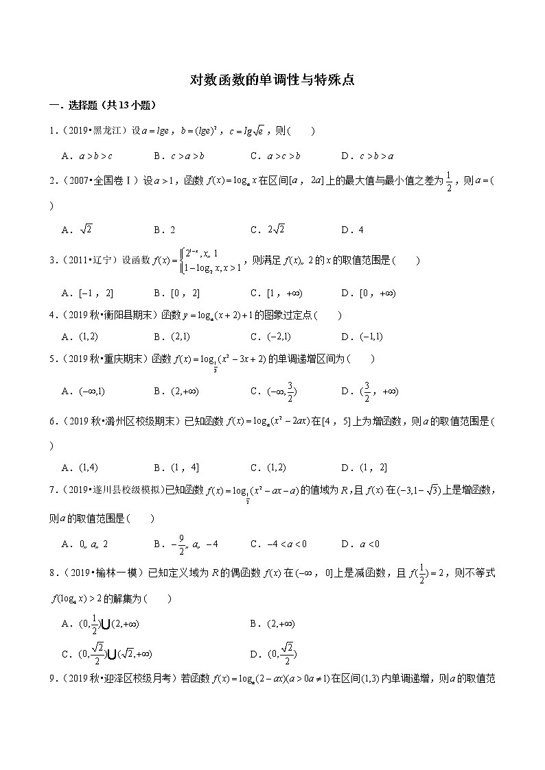 专题27 对数函数的单调性与特殊点（原卷版）第1页
