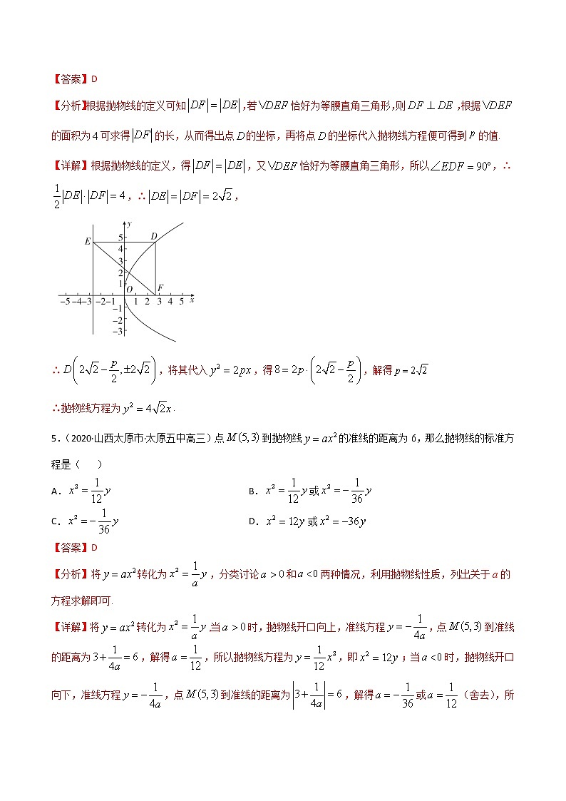 专项测试（9）抛物线方程—2022高考二轮复习黄金选填题（解析几何篇）（解析版）第3页