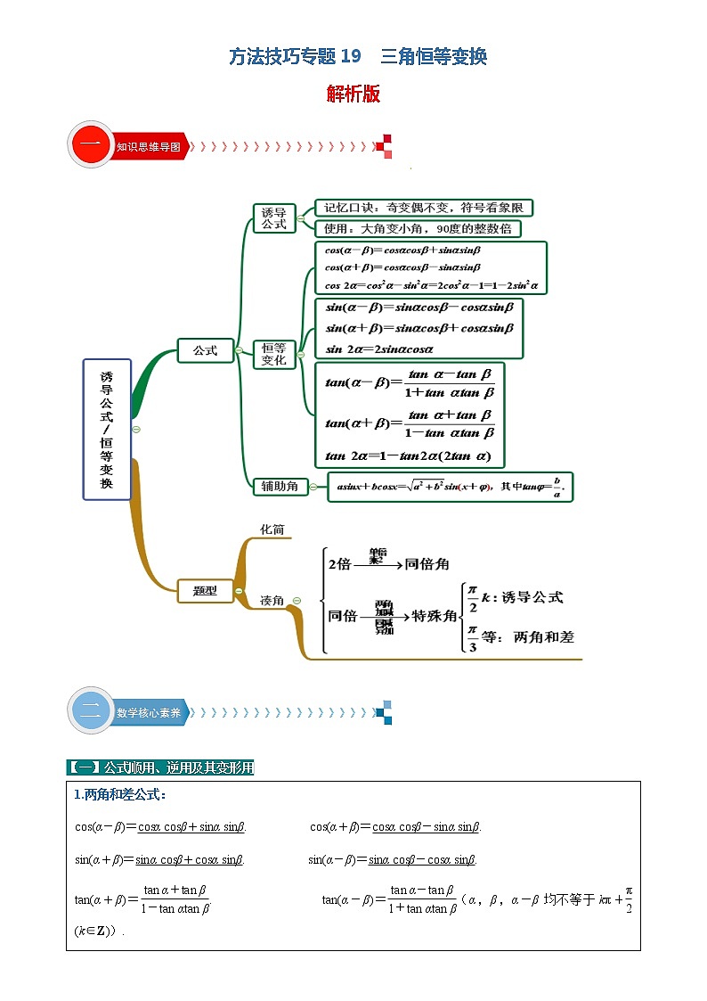 方法技巧专题19 三角恒等变换（解析版）第1页