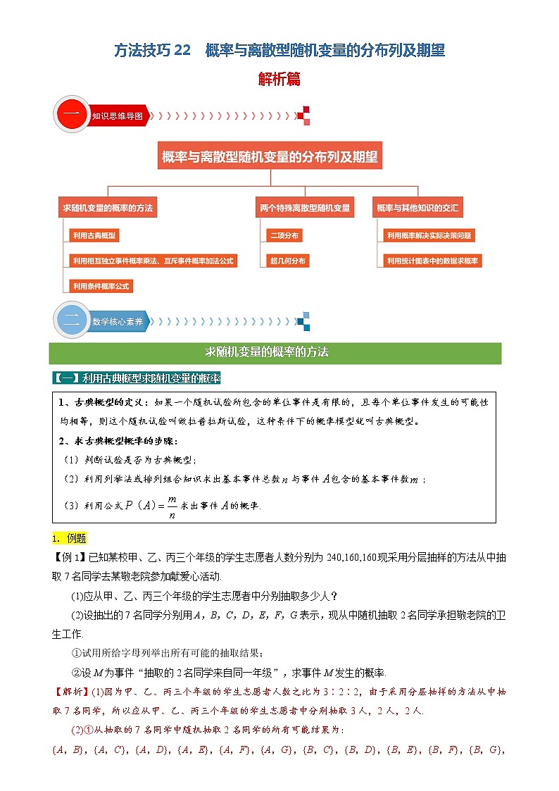 方法技巧专题22 概率与离散型随机变量的分布列及期望（解析版）第1页