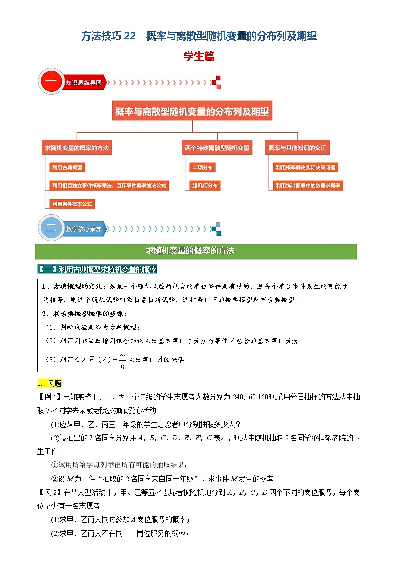 方法技巧专题22 概率与离散型随机变量的分布列及期望（原卷版）第1页