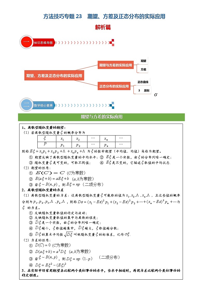 方法技巧专题23 期望、方差及正态分布的实际应用（解析版）第1页