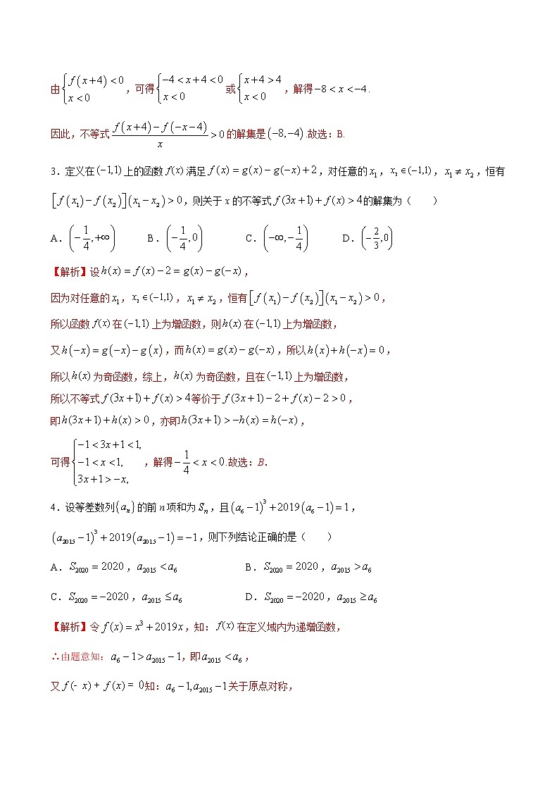 专题01  函数的单调性与奇偶性-2022年高考数学高分突破冲刺练（全国通用）（解析版）第2页