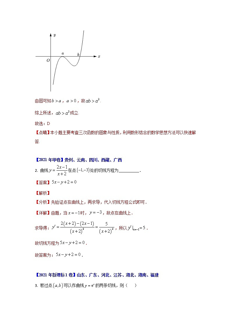 专题03 导数及其应用-十年高考数学（理）客观题（2012-2021）真题分项详解02