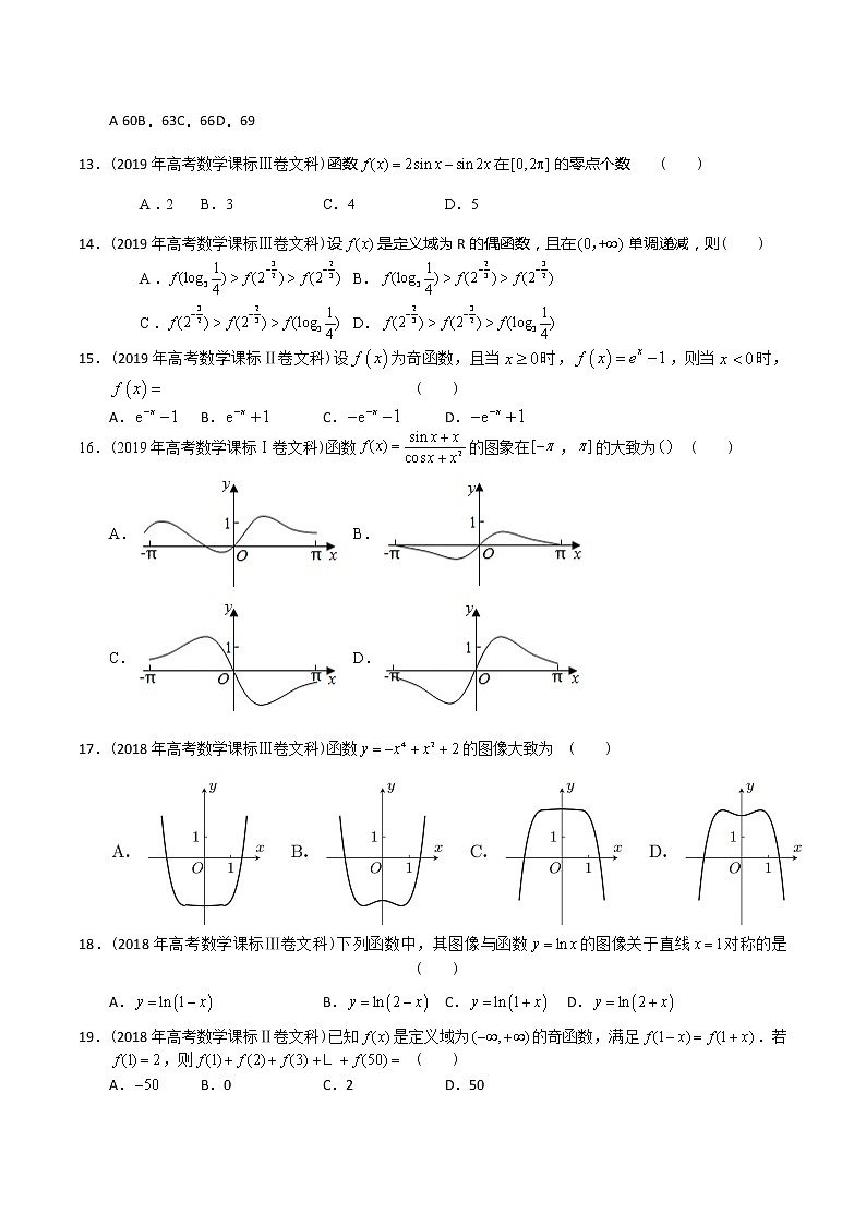 【2022高考必备】2012-2021十年全国高考数学真题分类汇编（文科） 函数（原卷版）第3页