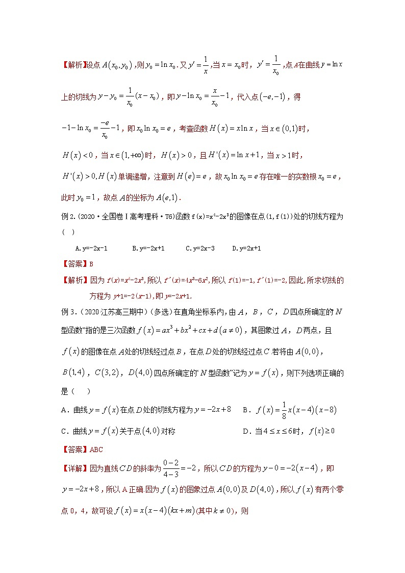 专题02 曲线的切线问题探究-备战2022高考数学冲破压轴题讲与练02