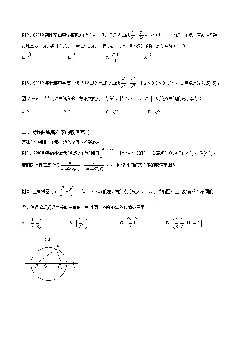 专题06 圆锥曲线离心率及范围问题-2022年高考数学圆锥曲线压轴题专题突破（通用版）（原卷版）第3页