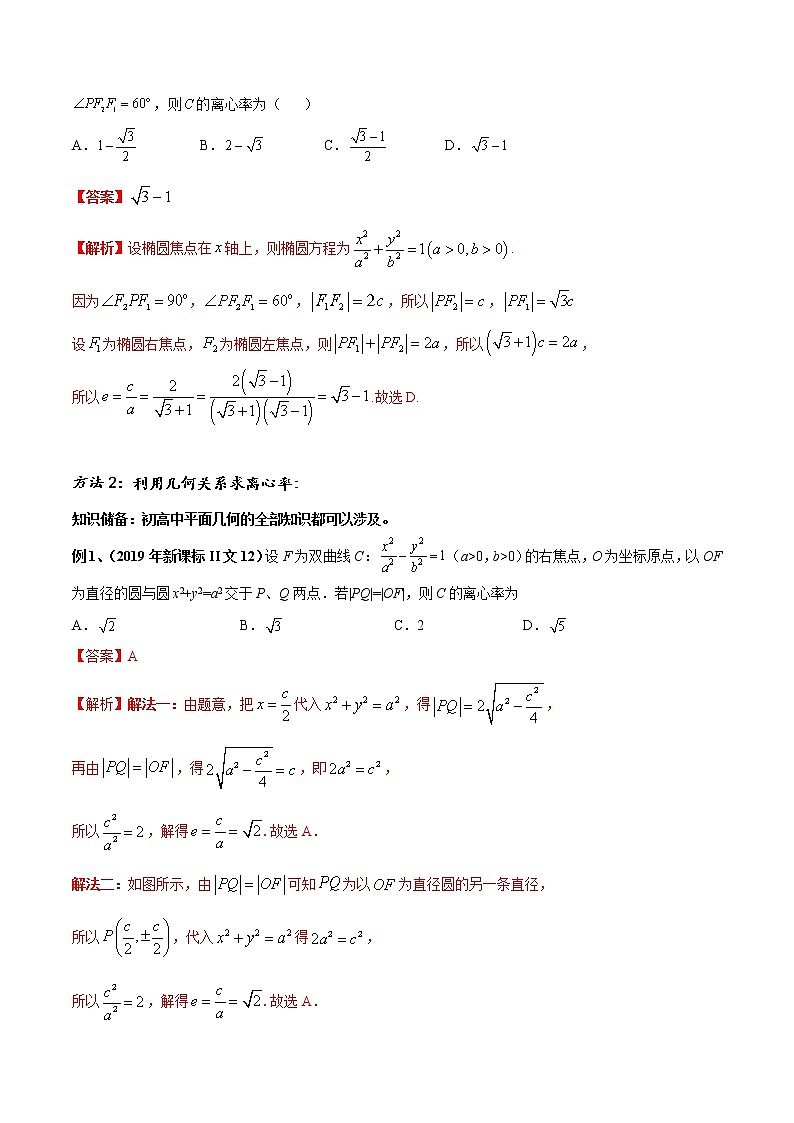 专题06 圆锥曲线离心率及范围问题-2022年高考数学圆锥曲线压轴题专题突破（通用版）（解析版）第3页