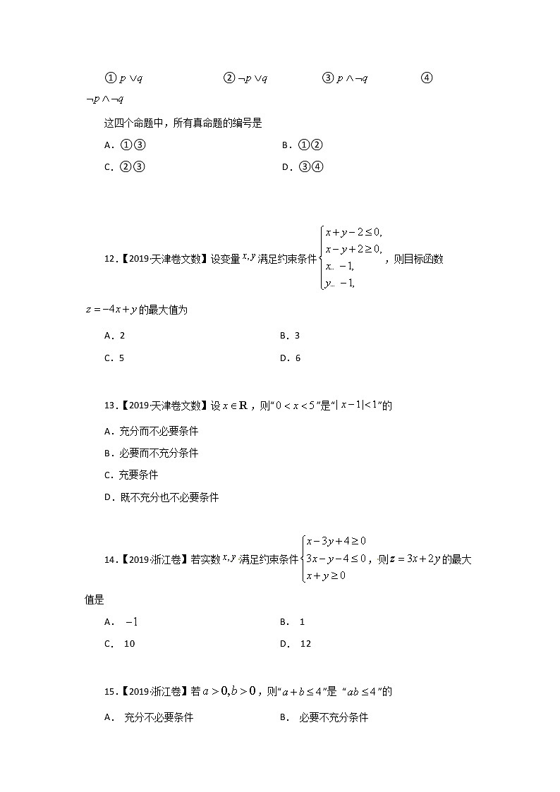 专题09 不等式（原卷版）-十年高考数学（文）客观题（2012-2021）真题分项详解第3页