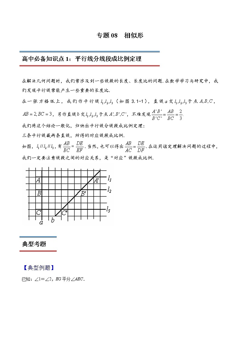 专题08 相似形-初升高数学衔接必备教材（解析版）第1页