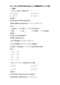 2021-2022学年四川省乐山市高二上学期期末数学（文）试题含解析