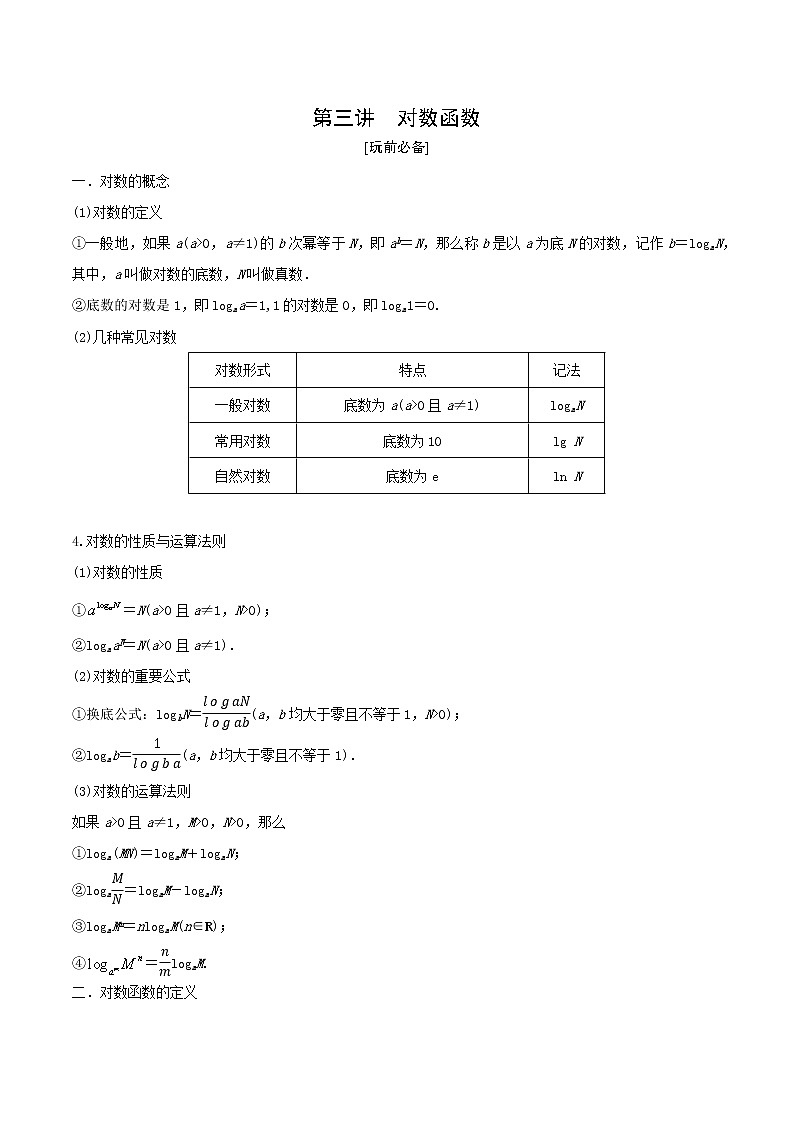 第3讲 对数函数教师教案01