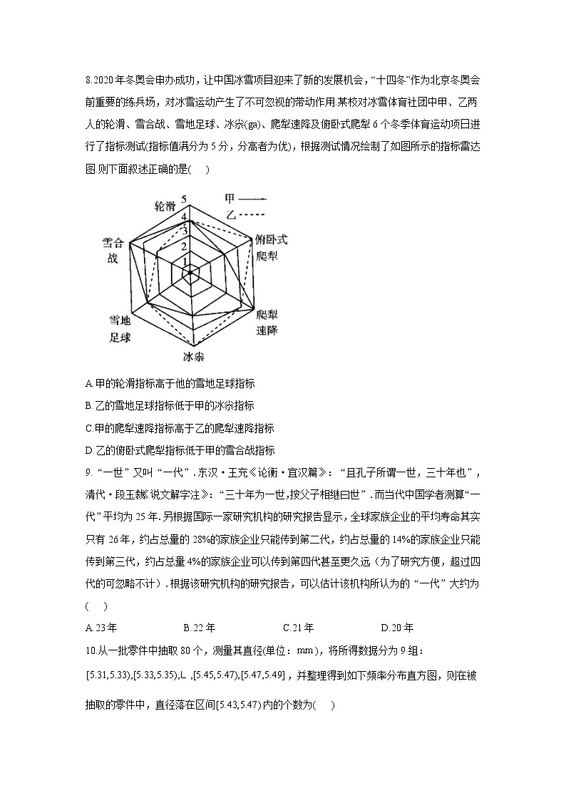 2020-2021学年高一数学人教A版（2019）必修第二册期末复习单元知识检测 第九章 统计 B卷 提升训练 (1)03