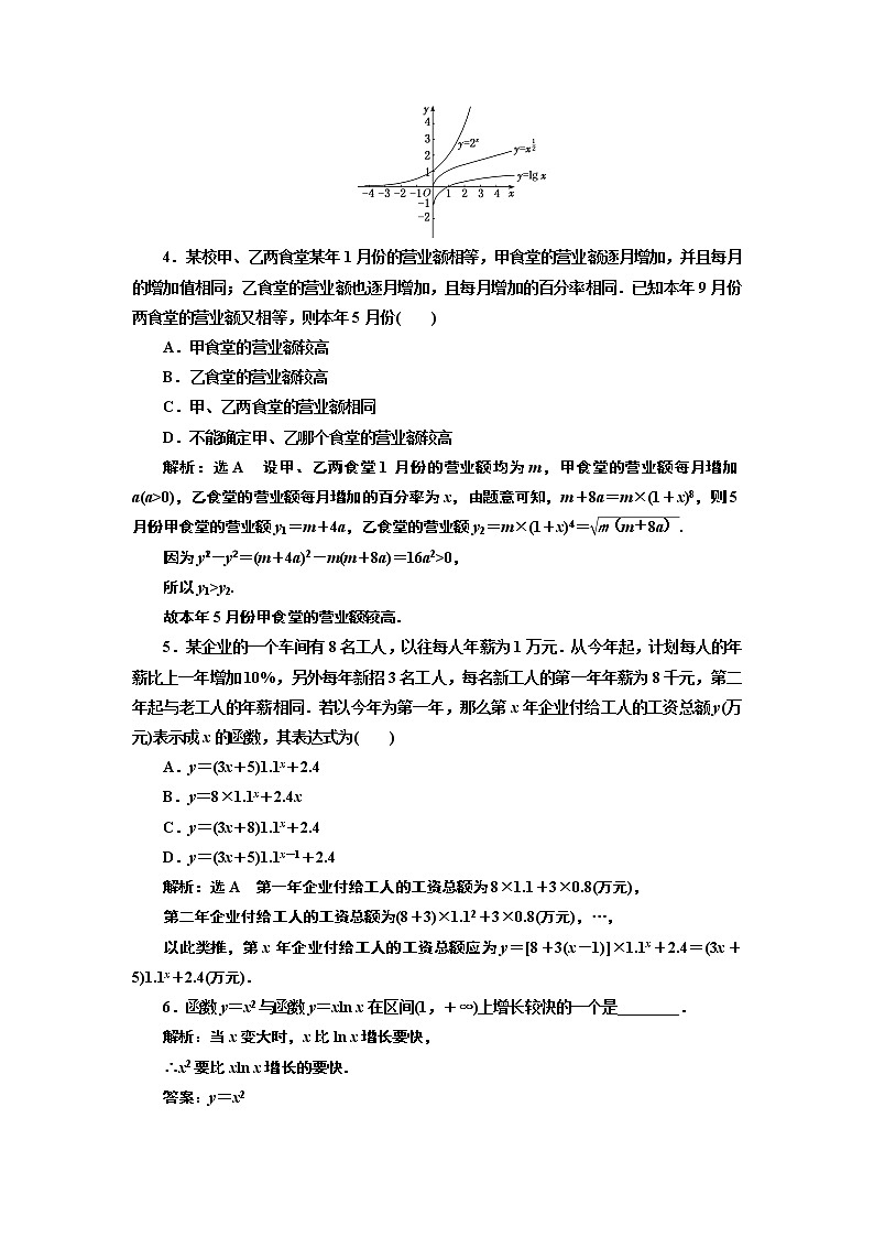湘教版必修 第一册 4.5.1　几种函数增长快慢的比较+Word版含解析练习题02