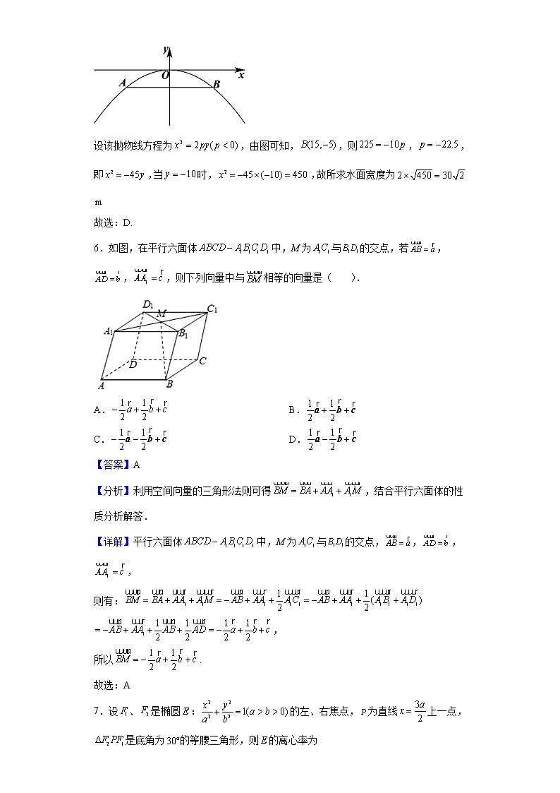 2021-2022学年吉林省长春市十一高中高二上学期第二学程考试数学试题含解析03