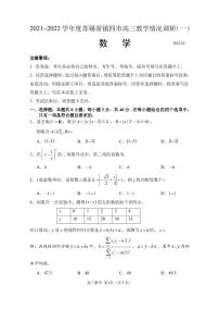 2022届江苏省苏锡常镇四市高三下学期教学情况调研（一）（一模） 数学 PDF版练习题
