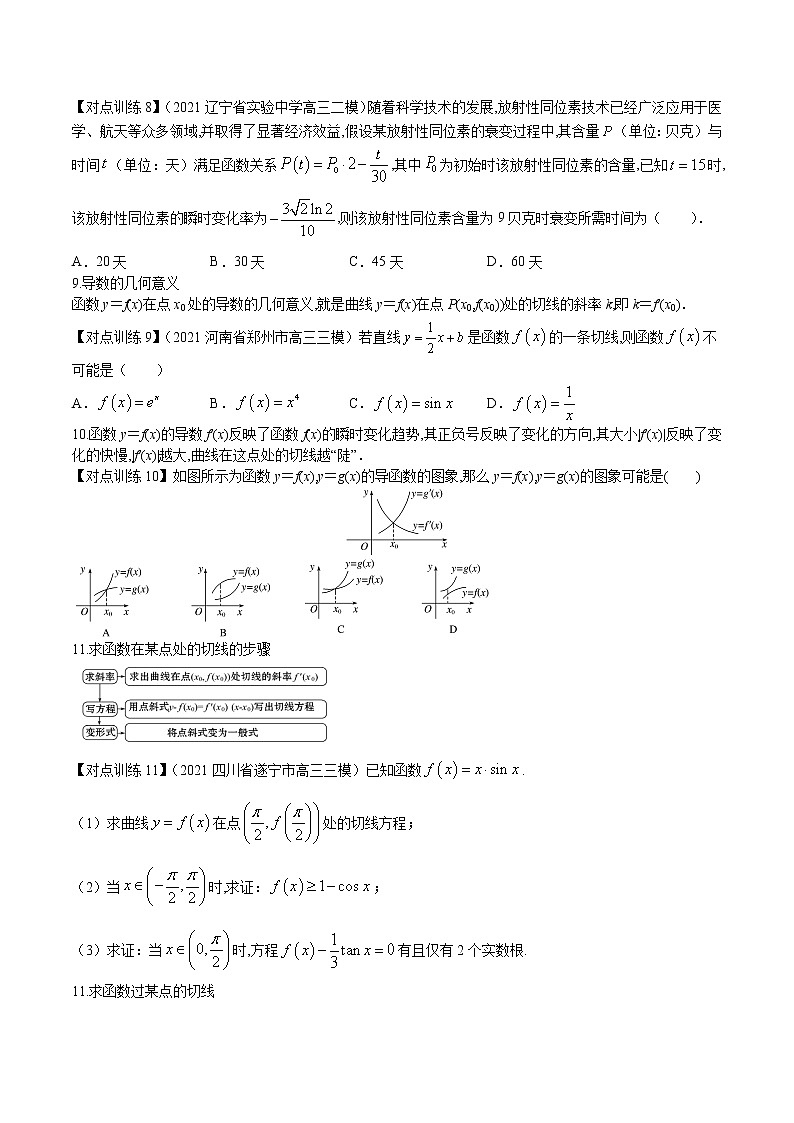 清单 11导数的概念及运算（原卷版）-2022年新高考数学一轮复习知识方法清单与跟踪训练第3页