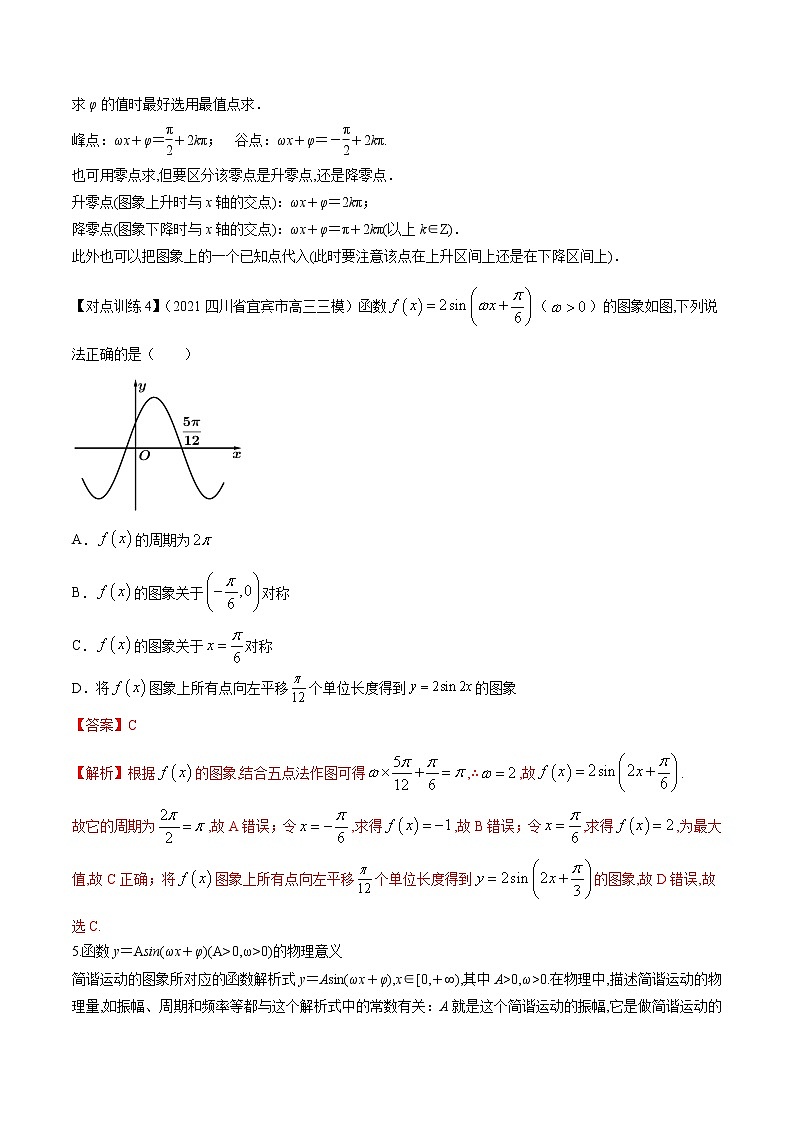清单15 函数y＝Asin(ωx＋φ)及三角函数的应用（解析版）-2022年新高考数学一轮复习知识方法清单与跟踪训练第3页