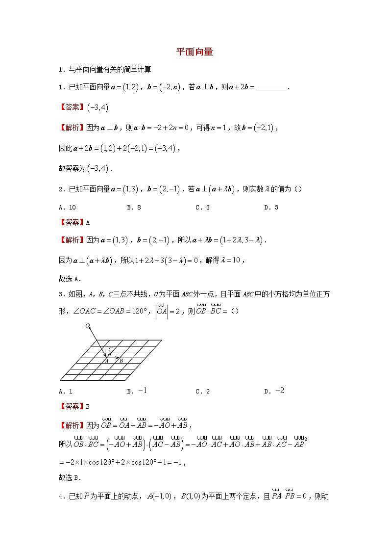 2022届高考数学二轮专题复习1平面向量第1页