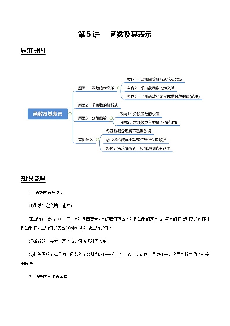 第5讲 函数及其表示（学生版）第1页