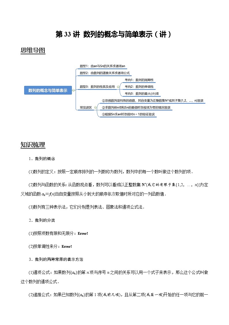 第33讲 数列的概念与简单表示（讲）（教师版）第1页