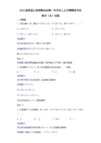 2022届黑龙江省双鸭山市第一中学高三上学期期末考试数学（文）试题含解析
