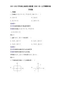 2021-2022学年浙江省浙东北联盟（ZDB）高一上学期期中数学试题含解析