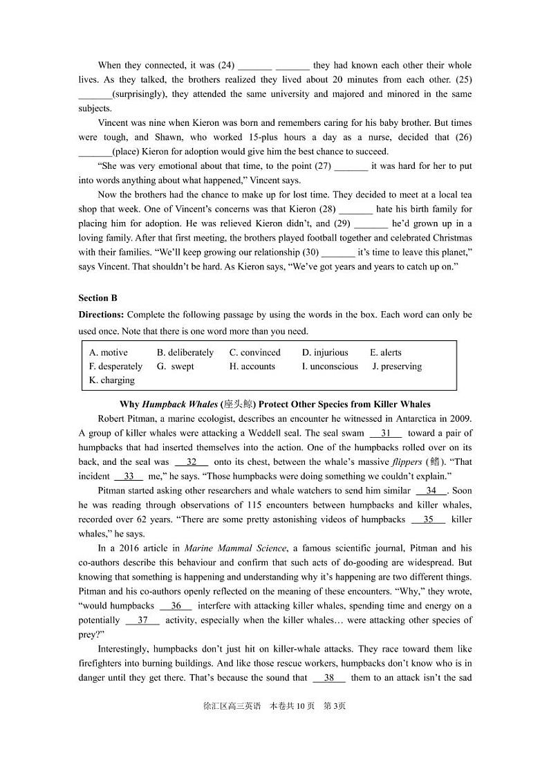2020年上海徐汇区高三二模数学试卷及解析第3页
