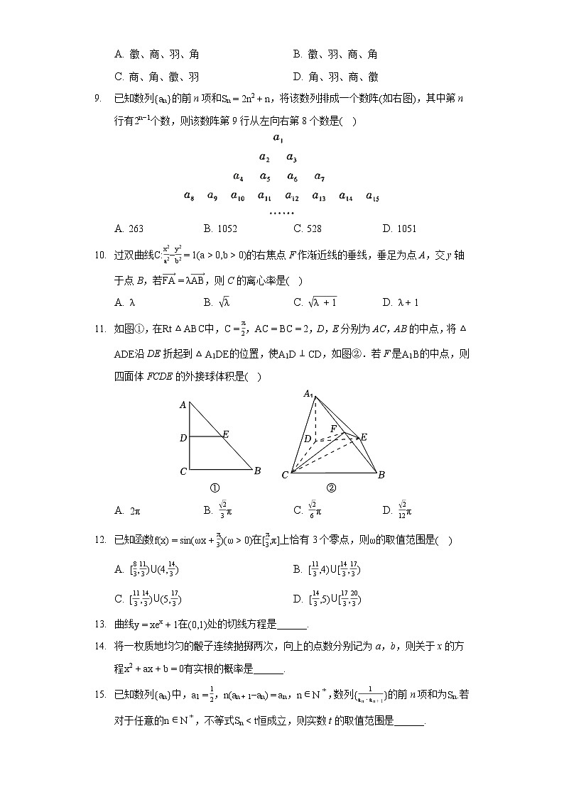 2022年山西省高考数学一模试卷（理科）（含答案解析）第2页