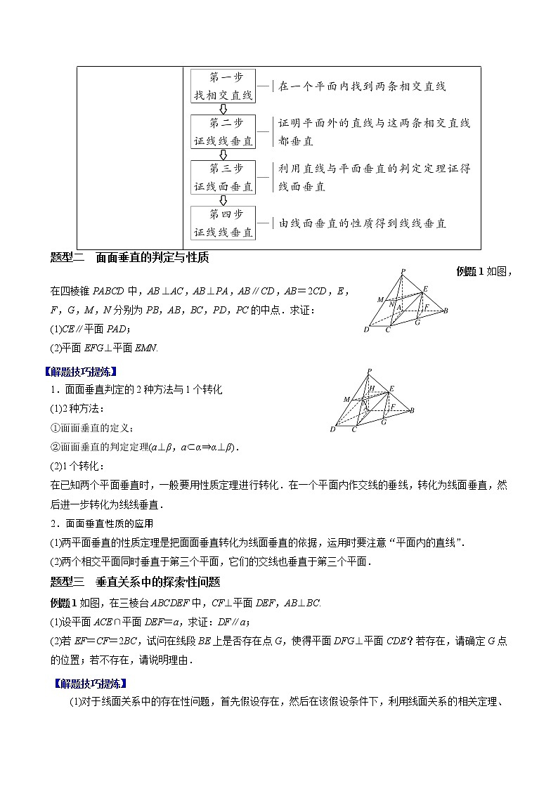 人教A版（2019）必修二 高中数学 必考点08  空间直线、平面的垂直（原卷版）第2页