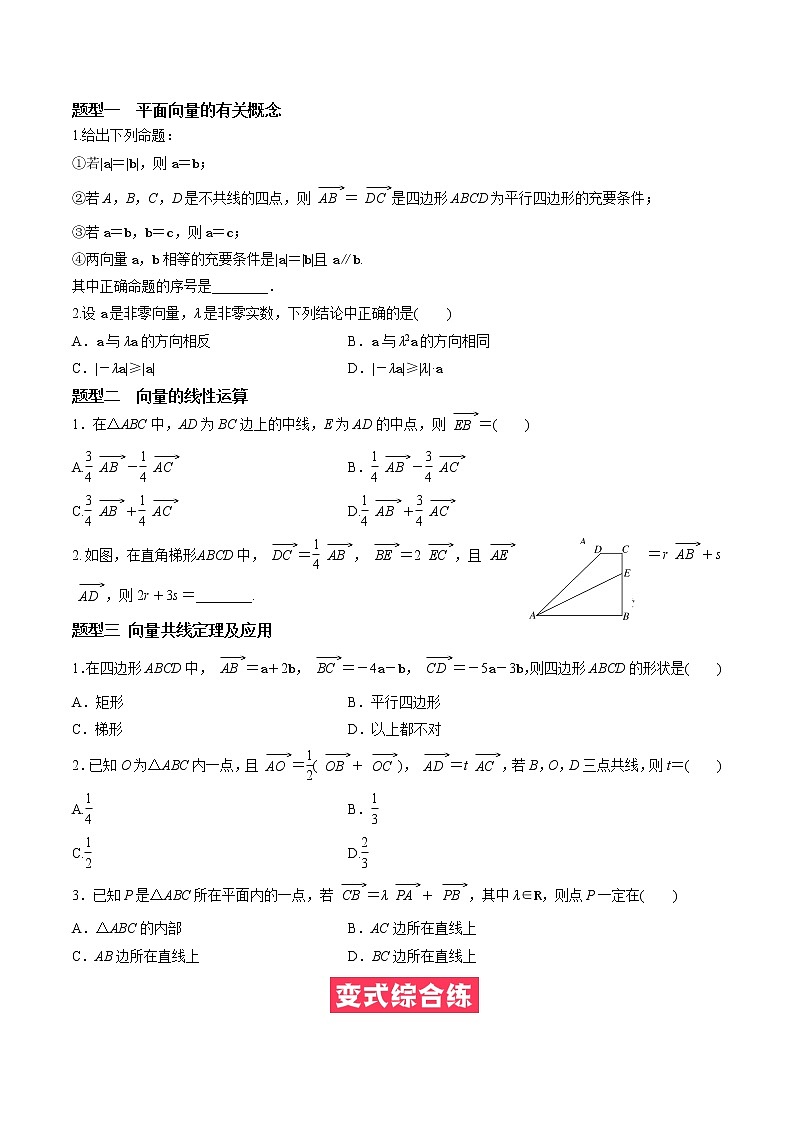 人教A版（2019）必修二 高中数学 期中必考点01  平面向量的概念及运算 （学生版+解析版）练习题03