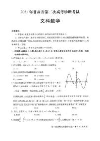 2021年甘肃高三二诊文数试卷+答案