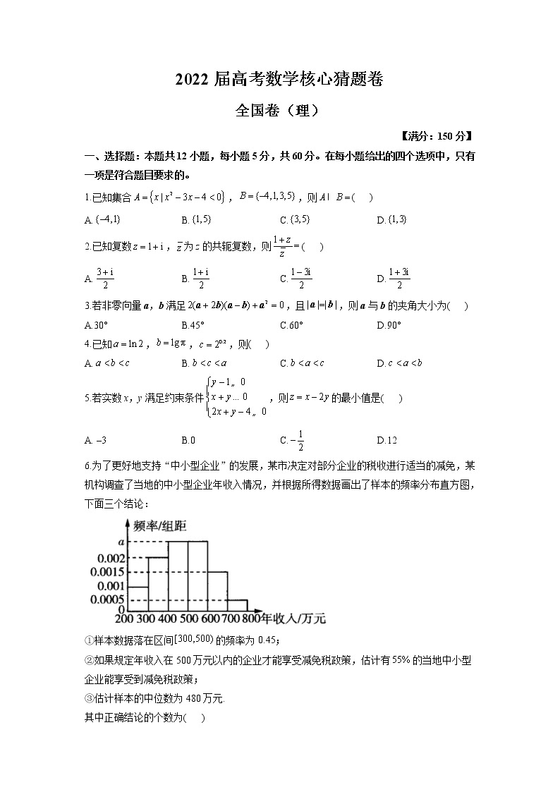 2022届高考核心猜题卷全国卷（WORD解析版）——理数01