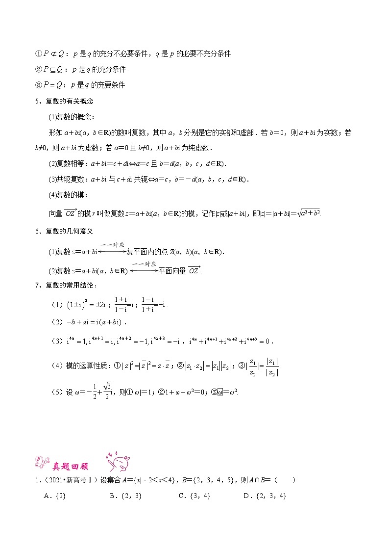 预测01 集合、常用逻辑用语与复数（真题回顾+押题预测） 2022年高考数学三轮冲刺之重难点必刷题型02