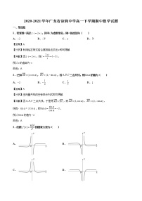 2020-2021学年广东省深圳中学高一下学期期中数学试题（解析版）
