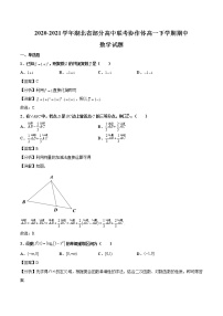 2020-2021学年湖北省部分高中联考协作体高一下学期期中数学试题（解析版）